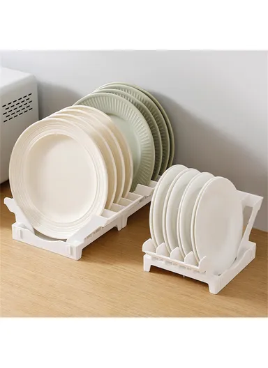 Kitchen Dish Drying Rack &amp; Plate Organizer, Countertop Drainer with Drawer &amp; Vertical Plate Divider Storage Holder
