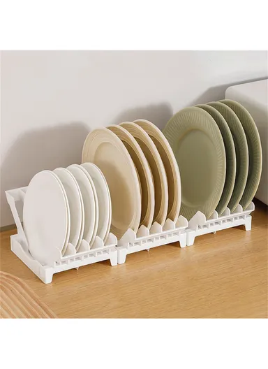 Kitchen Dish Drying Rack &amp; Plate Organizer, Countertop Drainer with Drawer &amp; Vertical Plate Divider Storage Holder
