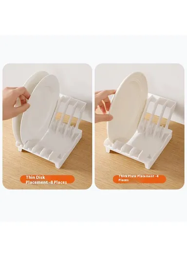 Kitchen Dish Drying Rack &amp; Plate Organizer, Countertop Drainer with Drawer &amp; Vertical Plate Divider Storage Holder