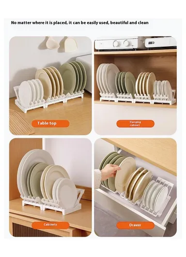 Kitchen Dish Drying Rack &amp; Plate Organizer, Countertop Drainer with Drawer &amp; Vertical Plate Divider Storage Holder
