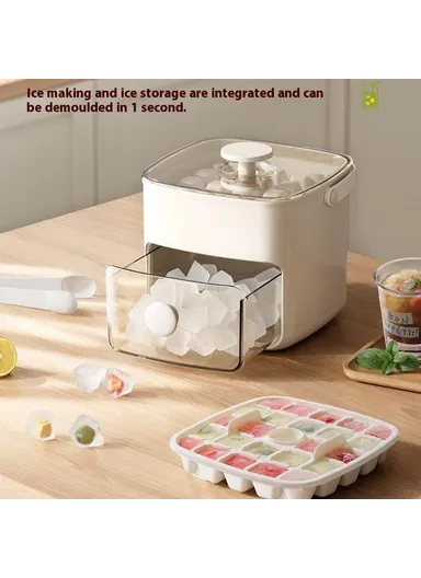 48 Grid Ice Block Tray with Easy Release Button Large Capacity Ice Maker Box for Home / Party Use - Matcha Green