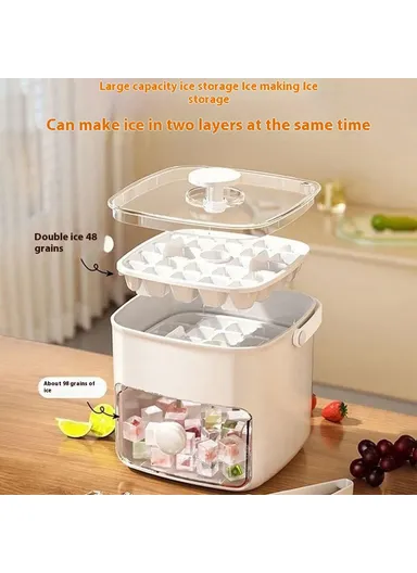 48 Grid Ice Block Tray with Easy Release Button Large Capacity Ice Maker Box for Home / Party Use - Matcha Green