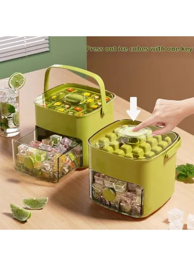 48 Grid Ice Block Tray with Easy Release Button Large Capacity Ice Maker Box for Home / Party Use - Matcha Green