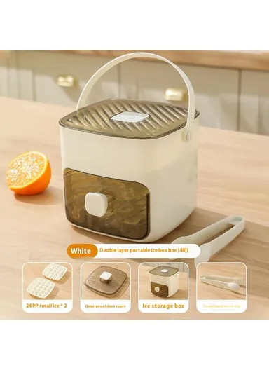 48 Grid Ice Block Tray with Easy Release Button Large Capacity Ice Maker Box for Home &amp; Party Use - White