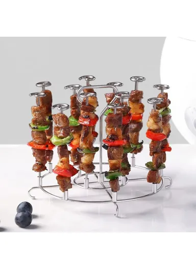 304 Stainless Steel Oven Rack Air Fryer Accessory Vertical Grill Microwave Barbecue Skewer Stand (No FDA)