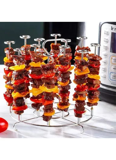 304 Stainless Steel Oven Rack Air Fryer Accessory Vertical Grill Microwave Barbecue Skewer Stand (No FDA)
