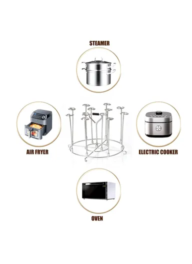 304 Stainless Steel Oven Rack Air Fryer Accessory Vertical Grill Microwave Barbecue Skewer Stand (No FDA)