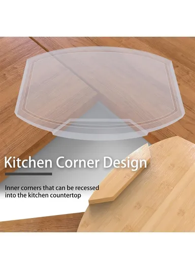 Corner Cutting Board for Kitchen Countertop Space Saving Bamboo Wood Corner Chopping Block (BPA Free, No FDA)