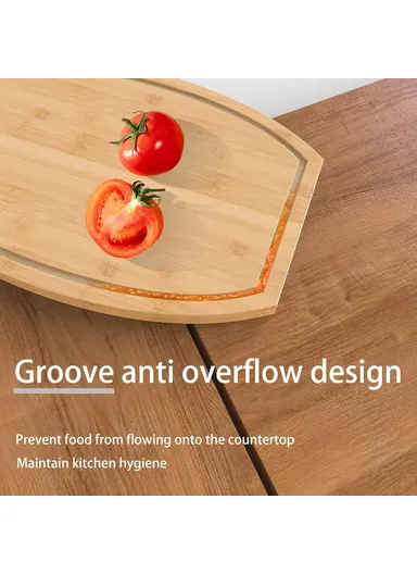 Corner Cutting Board for Kitchen Countertop Space Saving Bamboo Wood Corner Chopping Block (BPA Free, No FDA)