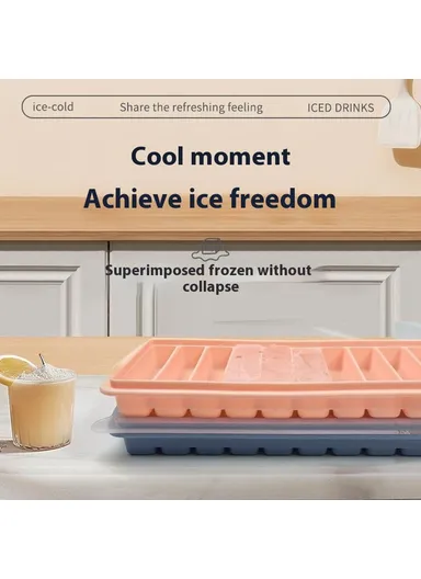 10 Grids Long Strip Silicone Ice Cube Tray with Lid Kitchen Baking Finger Biscuit Mold (BPA Free, No FDA Certificate) - Light Grey