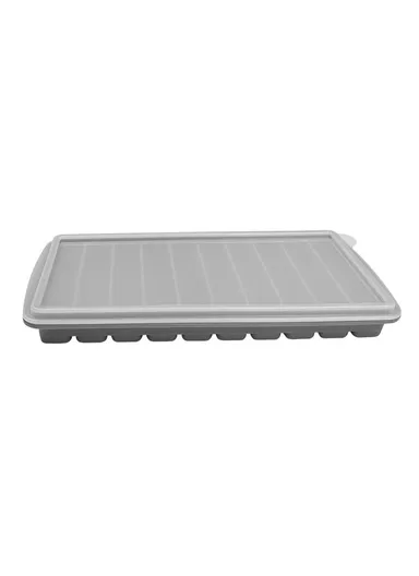 10 Grids Long Strip Silicone Ice Cube Tray with Lid Kitchen Baking Finger Biscuit Mold (BPA Free, No FDA Certificate) - Dark Grey