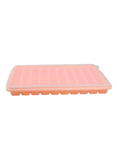 10 Grids Long Strip Silicone Ice Cube Tray with Lid Kitchen Baking Finger Biscuit Mold (BPA Free, No FDA Certificate) - Pink