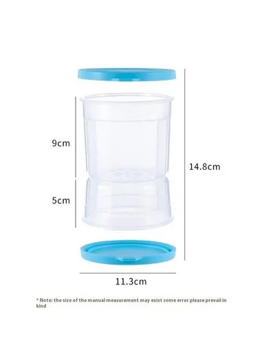 Hourglass Pickle Jar Dry Wet Separation Airtight Fridge Organizer for Kimchi Olives Pickled Vegetables (BPA Free, No FDA) - Blue