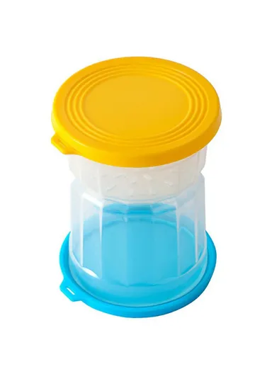 Hourglass Pickle Jar Dry Wet Separation Airtight Fridge Organizer for Kimchi Olives Pickled Vegetables (BPA Free, No FDA) - Yellow+Blue