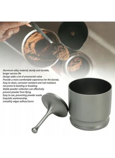 58mm Coffee Dosing Cup Anti Rust Aluminum Alloy Espresso Grounds Collector ( BPA Free, No FDA ) - Black