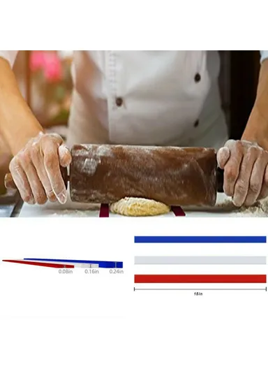 6Pcs / Set 2 / 4 / 6mm Silicone Measuring Dough Thickness Strips Rolling Pin Spacers Sticks for Baking ( BPA Free, No FDA )