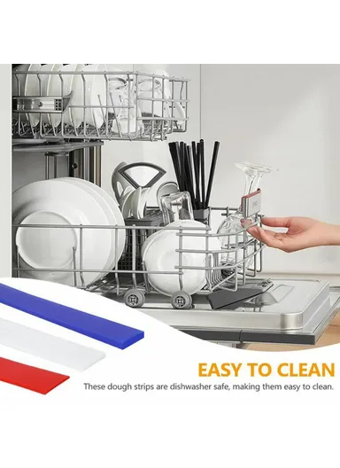 6Pcs / Set 2 / 4 / 6mm Silicone Measuring Dough Thickness Strips Rolling Pin Spacers Sticks for Baking ( BPA Free, No FDA )