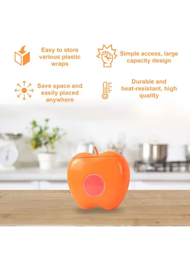 50Pcs Kitchen Plastic Wrap Food Cover Cling Film with Apple Shape Dispenser Box JUC09-A007-5-OG1
