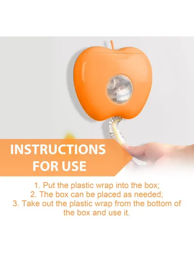 50Pcs Kitchen Plastic Wrap Food Cover Cling Film with Apple Shape Dispenser Box JUC09-A007-5-OG1