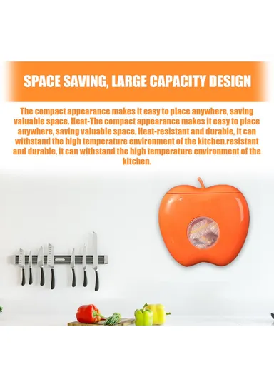 50Pcs Kitchen Plastic Wrap Food Cover Cling Film with Apple Shape Dispenser Box JUC09-A007-5-OG1