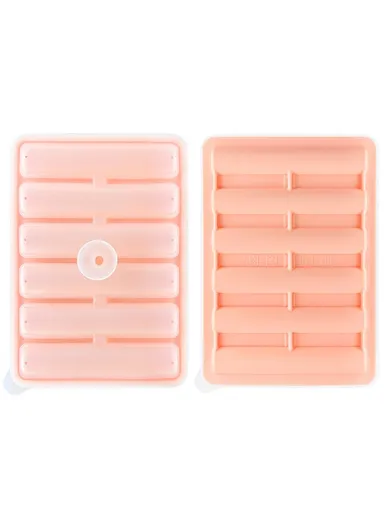 6 Cavity Ice Maker Cylindrical Long Strip Mold Food Grade Silicone Ice Tray for Cocktails (BPA Free, with FDA / LFGB) - Pink