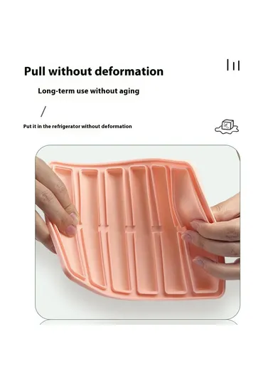 6 Cavity Ice Maker Cylindrical Long Strip Mold Food Grade Silicone Ice Tray for Cocktails (BPA Free, with FDA / LFGB) - Pink