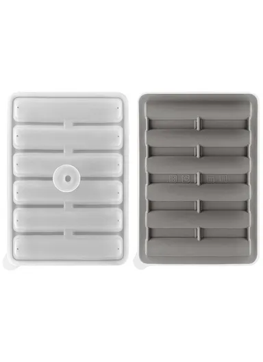 6 Cavity Ice Maker Cylindrical Long Strip Mold Food Grade Silicone Ice Tray for Cocktails (BPA Free, with FDA / LFGB) - Grey