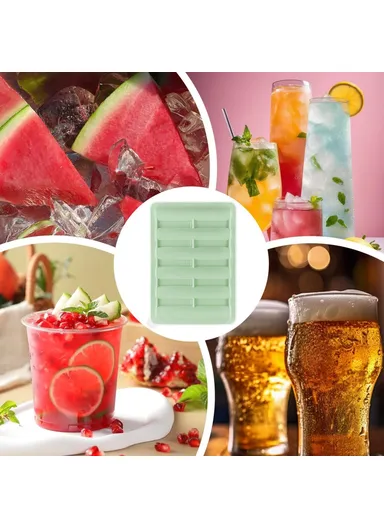 6 Cavity Ice Maker Cylindrical Long Strip Mold Food Grade Silicone Ice Tray for Cocktails (BPA Free, with FDA / LFGB) - Black