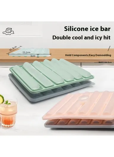 6 Cavity Ice Maker Cylindrical Long Strip Mold Food Grade Silicone Ice Tray for Cocktails (BPA Free, with FDA / LFGB) - Black