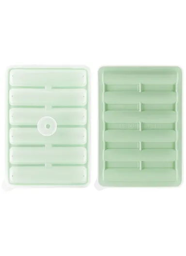 6 Cavity Ice Maker Cylindrical Long Strip Mold Food Grade Silicone Ice Tray for Cocktails (BPA Free, with FDA / LFGB) - Green