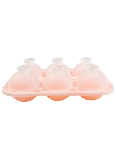 Silicone Ice Ball Mold 6 Tennis Ball Shaped Ice Maker Tray for Cocktails (BPA Free, with FDA / LFGB) - Pink