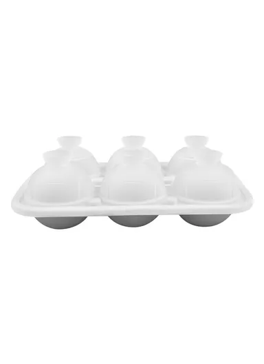 Silicone Ice Ball Mold 6 Tennis Ball Shaped Ice Maker Tray for Cocktails (BPA Free, with FDA / LFGB) - Grey