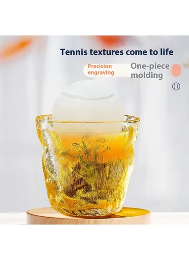 Silicone Ice Ball Mold 6 Tennis Ball Shaped Ice Maker Tray for Cocktails (BPA Free, with FDA / LFGB) - Grey