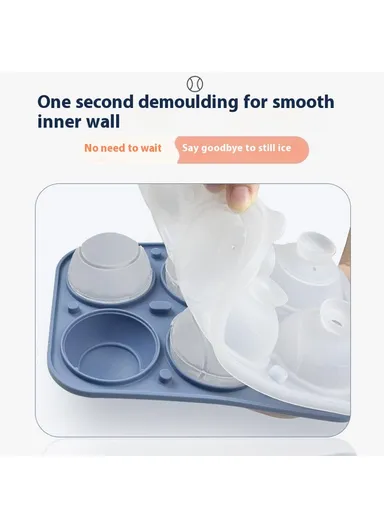 Silicone Ice Ball Mold 6 Tennis Ball Shaped Ice Maker Tray for Cocktails (BPA Free, with FDA / LFGB) - Grey