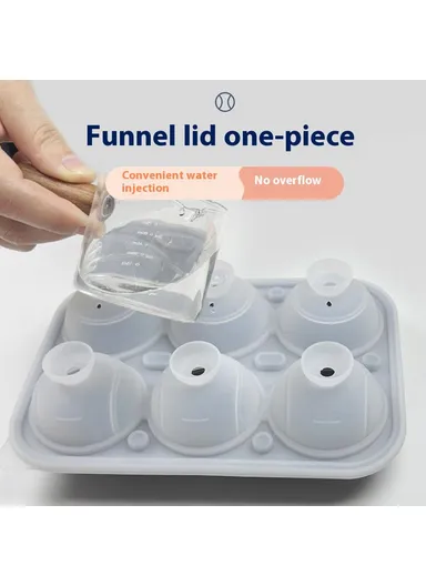 Silicone Ice Ball Mold 6 Tennis Ball Shaped Ice Maker Tray for Cocktails (BPA Free, with FDA / LFGB) - Grey