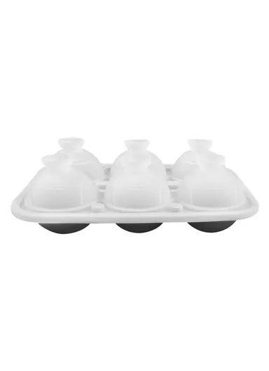 Silicone Ice Ball Mold 6 Tennis Ball Shaped Ice Maker Tray for Cocktails (BPA Free, with FDA / LFGB) - Black