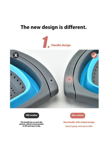 Large Capacity Collapsible Colander Rectangular Extendable Fruit Basket Kitchen Strainer (BPA Free, No FDA)  - Blue