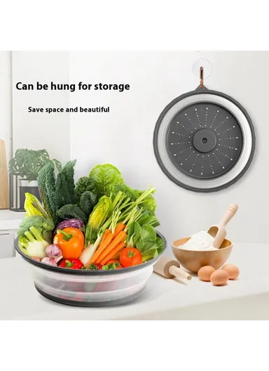 Collapsible Microwave Cover PP + TPR Food Splatter Guard Drain Lid with Hanging Hole (BPA Free, No FDA) - Green