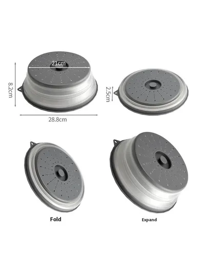 Collapsible Microwave Cover PP + TPR Food Splatter Guard Drain Lid with Hanging Hole (BPA Free, No FDA) - Green