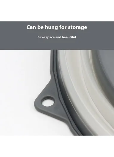 Collapsible Microwave Cover PP + TPR Food Splatter Guard Drain Lid with Hanging Hole (BPA Free, No FDA) - Grey