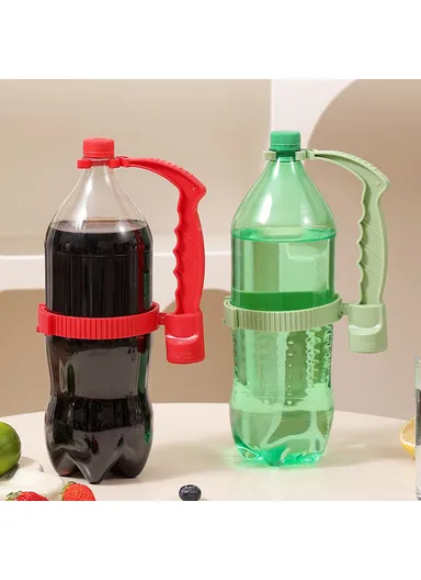 Beverage Bottle Pourer Handle Precision Flow Control Anti-Spill Handle with Built-in Bottle Opener - Green