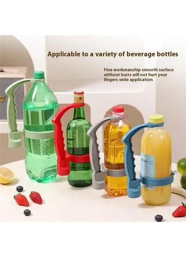 Beverage Bottle Pourer Handle Precision Flow Control Anti-Spill Handle with Built-in Bottle Opener - Green