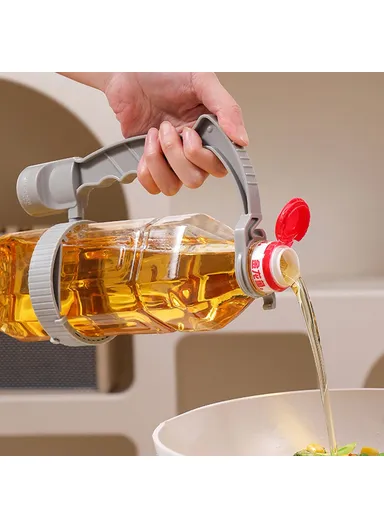 Beverage Bottle Pourer Handle Precision Flow Control Anti-Spill Handle with Built-in Bottle Opener - Red