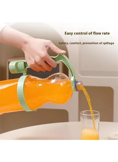 Beverage Bottle Pourer Handle Precision Flow Control Anti-Spill Handle with Built-in Bottle Opener - Blue