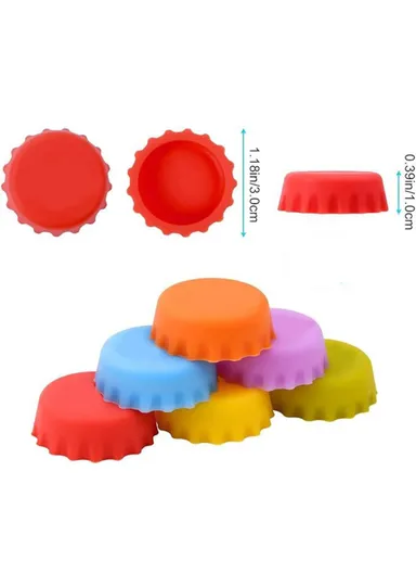 Silicone Rubber Bottle Cap Reusable Bottle Caps for Home Kitchen Gadgets (BPA Free, FDA Certified) - Red