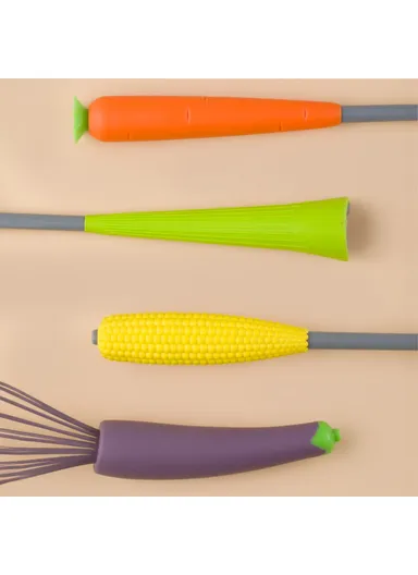 Creative Children Cookware Spatula Fork Spoon Kitchen Utensils (BPA Free, No FDA) - Eggplant Whisk