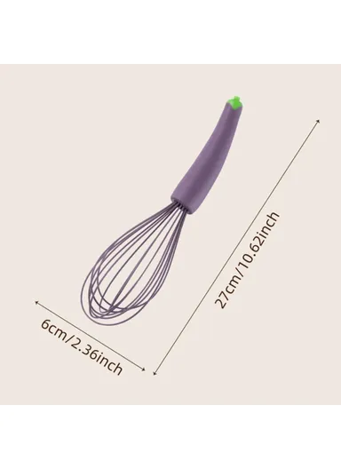 Creative Children Cookware Spatula Fork Spoon Kitchen Utensils (BPA Free, No FDA) - Eggplant Whisk