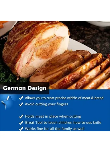 Stainless Steel Slicer Tongs Ham Hot Dog Sausage Bread Slicing Holder Kitchen Tool (BPA Free, No FDA)