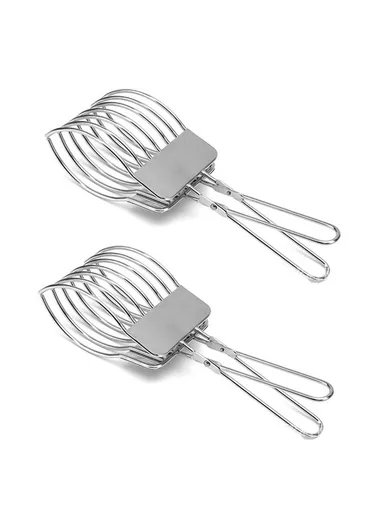 Stainless Steel Slicer Tongs Ham Hot Dog Sausage Bread Slicing Holder Kitchen Tool (BPA Free, No FDA)