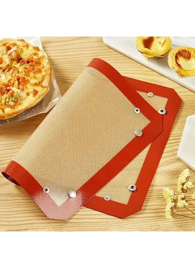 60 x 40cm Silicone Baking Mat with Small Buttons Non Stick Heat Resistant Pastry Mat (BPA Free, No FDA) - Red
